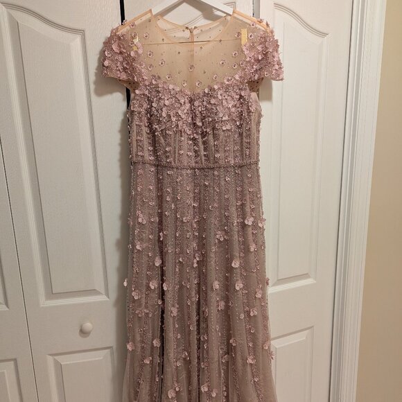 Mac Duggal Pink Embellished Lace Illusion Neck A-Line Gown, Size 14, Style #1186 - Picture 5 of 8